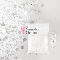 Decor pentru unghii NADP040BB cu fulgi si sclipici Emma Glitter  Alb Metalizat